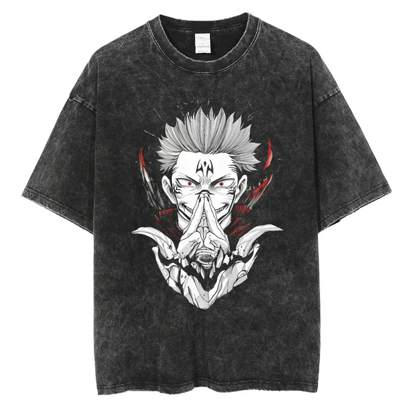 T-Shirt Streetwear Vintage Sukuna - Jujutsu Kaisen