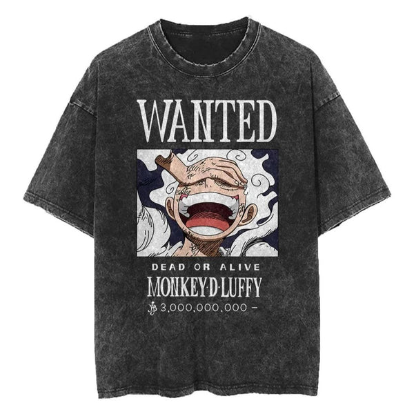 T-Shirt Vintage Streetwear Luffy Wanted - One Piece