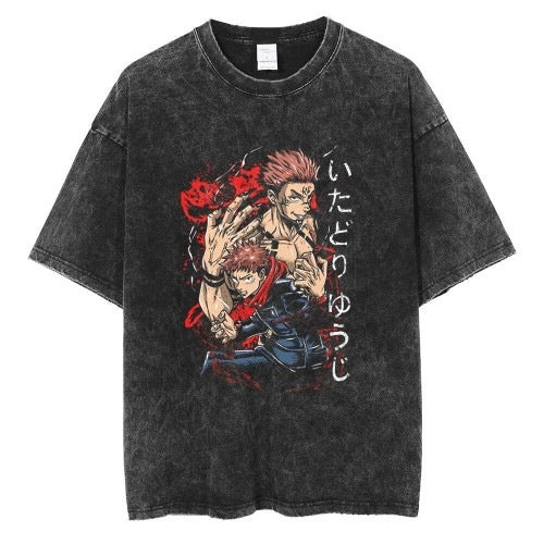 T-Shirt Streetwear Vintage Sukuna - Jujutsu Kaisen